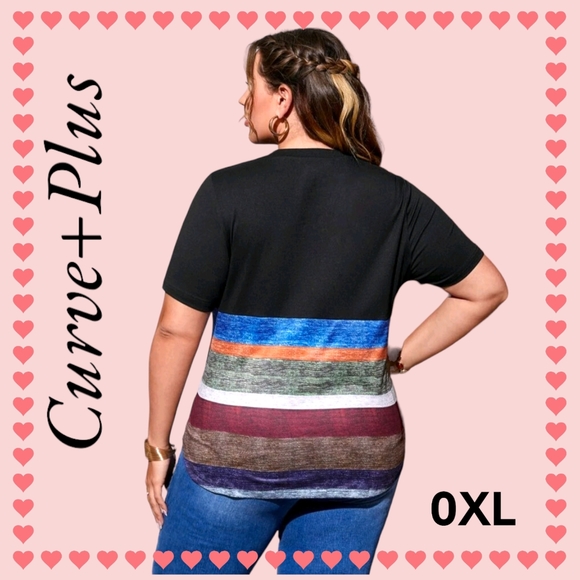 SHEIN/EMERY ROSE 🌹 Women's Plus Size Black Colorblock Casual Fashion Top!! - Picture 3 of 13